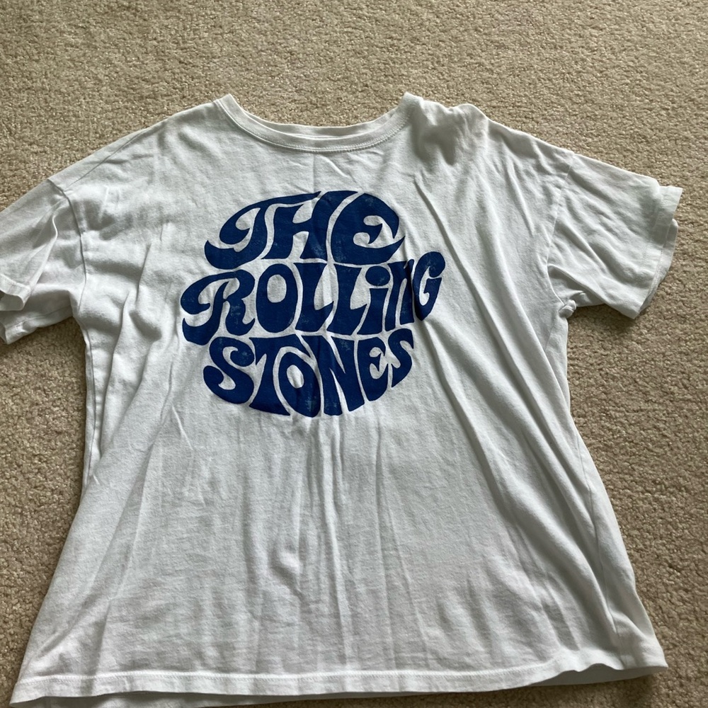 American Eagle White and Blue Rolling Stones T-Shirt